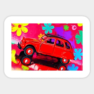 Red 2CV surrealism Sticker